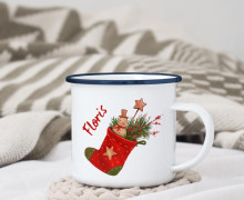 Emaille Becher - Nikolaussocke - Streitferdtstoffe - Weihnachten