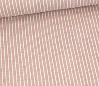 Musselin - Muslin - Double Gauze - Yarn Dyed Stripes - 2mm Streifen - Schnuffeltuch - Windeltuch - Weiß/Dunkelrot