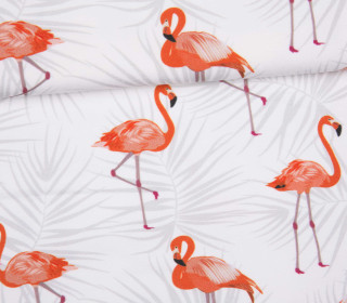 Jersey - Bio Qualität - Fabulous Flamingos - grau - weiß - abby and me