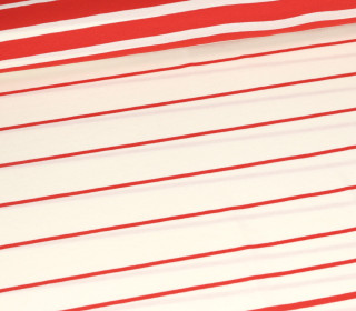 Viskose Jersey - Raya - Paneel - Streifen - Warmweiß/Rot