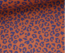 Kunstleder - Fashionstoff - Brush & Wild - Leo - Cherry Picking - Lehmbraun/Dunkelblau