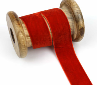 1 Meter Samtband - Zierband - Dekoband - 25 mm - Rostorange