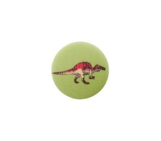 1 Polyesterknopf - Rund - 15mm - Öse - Kinder - Dinosaurier Rex - Maigrün