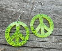 1 Paar Ohrringe - Peace - mit Blüten und Blättern - Neon Gelb - super leicht - Statement Ohrringe - Namensklang