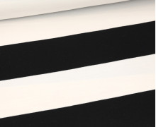 Sommersweat - French Terry - Bicolored Stripes - Schwarz/Warmweiß