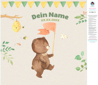 DIY-Nähset Babydecke - Honigbärchen - Top Babydecke - pers. Krabbeldecken Top - zum selber Nähen