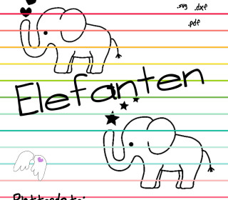 Elefant Elefanten Plotterdatei + Applikationsvorlage Kontur