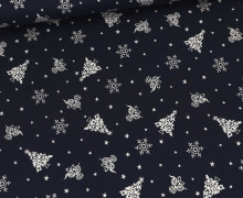 Baumwolle - Webware - Weihnachten - Silber Weihnachts-Mix - Stahlblau