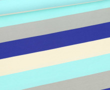 Jersey - Bunte Breite Streifen - Multicolor - Royalblau/Cyanblau/Hellgrau/Beige