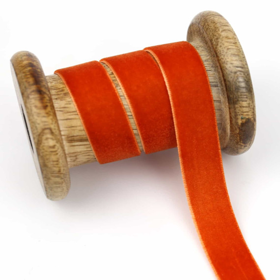 1 Meter Samtband - Zierband - Dekoband - 15 mm - Rostorange
