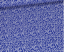 Baumwolle - Webware - Popelin - Bedruckt - Mini-Blätterzweige - Royalblau