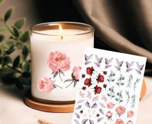 Rub-On Sticker - Burgundy Flowers - Purple Leaves - Tante Henni Rub-Ons - vielfältig nutzbar