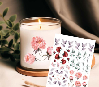 Rub-On Sticker - Burgundy Flowers - Purple Leaves - Tante Henni Rub-Ons - vielfältig nutzbar