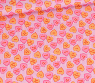 Outdoorstoff - Conversation Hearts - Flieder - Cherry Picking - abby and amy