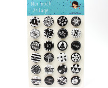 24 Buttons - Zahlen - Adventskalender - Schwarz.