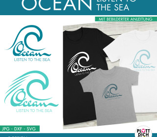 PLOTTERDATEI - Ocean - Listen to the sea - Meer - Ozean - Sommer - Plott - Design von formenfroh - dxf + svg + jpg Aktiv