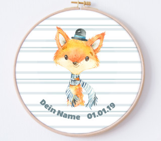 DIY Stickrahmen - Frederick Fuchs - personalisiertes Stickrahmen Bild - zum Selbermachen