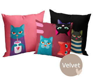 Kissenstoff - DIY - Kissen-Set - Cat Club - Hamburger Liebe - Velvet - abby and amy