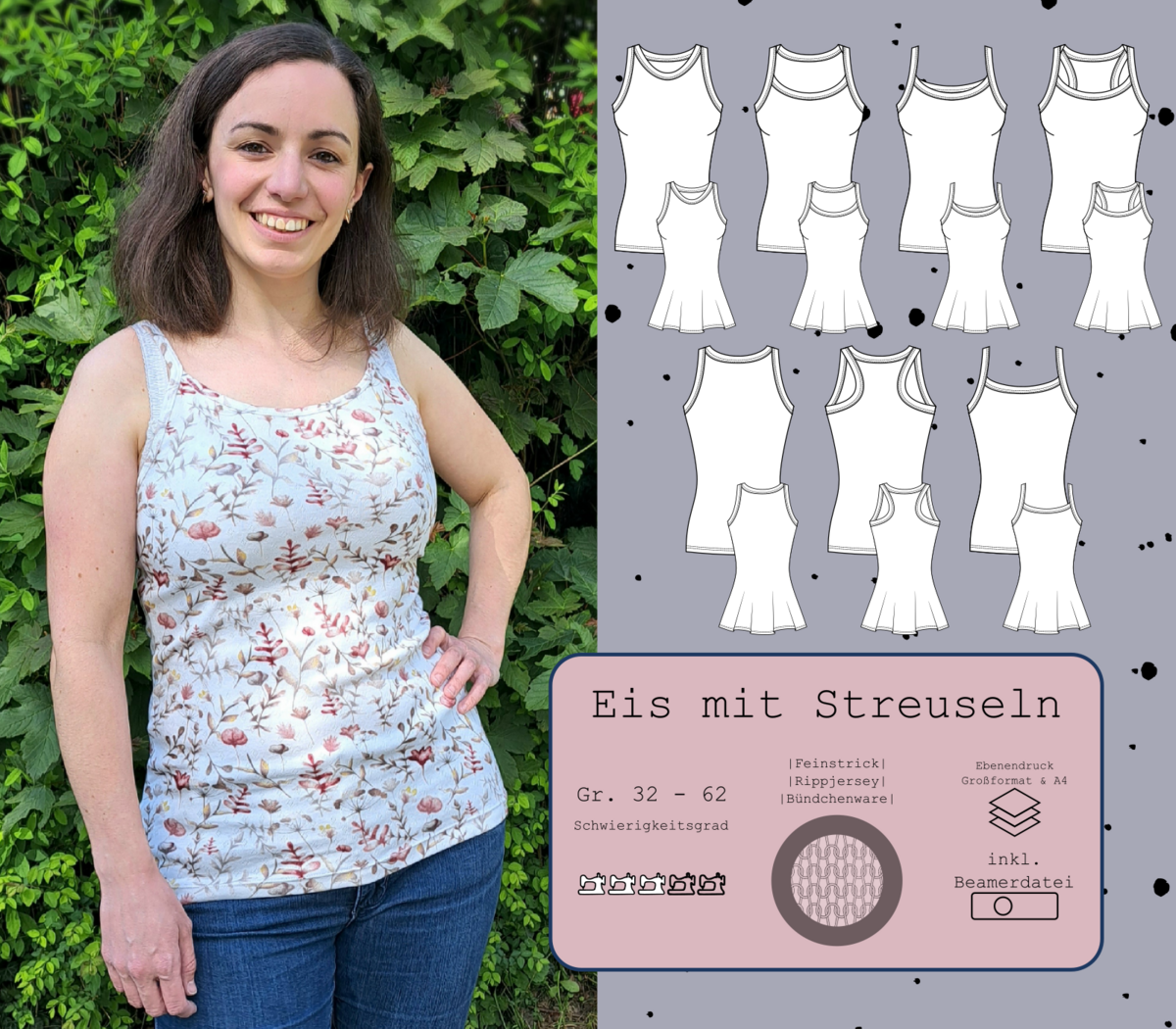 Sommertop Eis mit Streuseln Gr. 32 - 62 für Damen