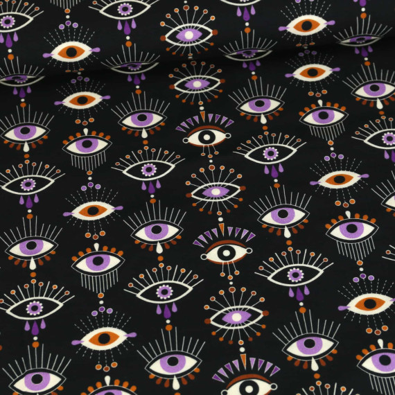 Bio-Musselin - Double Gauze - of Resistance - Magical Shimmer - Schwarz/Lila - Hamburger Liebe