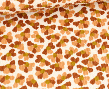 Cord - Breitcord - Washed-Look - Blütenmuster - Weiß