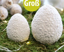 Silikon - Gießform - Osterei - mit Blüten und Ranken - Groß - vielfältig nutzbar