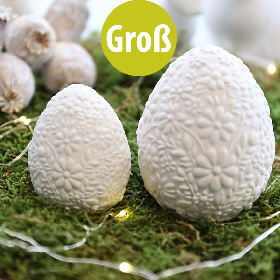 Silikon - Gießform - Osterei - mit Blüten und Ranken - Groß - vielfältig nutzbar