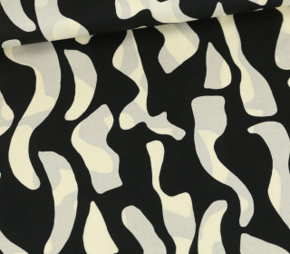 Baumwolle - Webware - Voile - NERIDA HANSEN - Abstract - Warmweiß/Schwarz