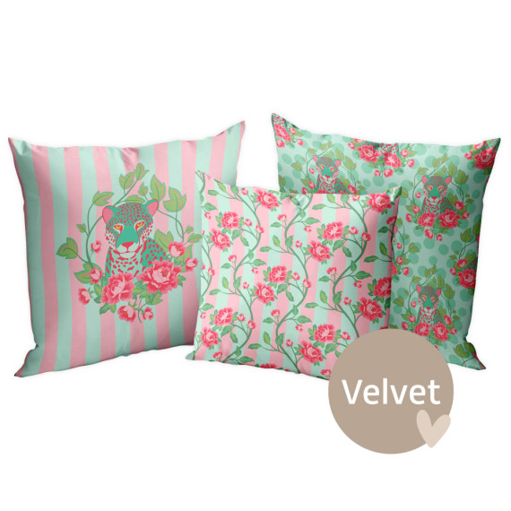 Kissenstoff - DIY - Kissen-Set - Leo Meets Roses - Frida Kreativ - Velvet - abby and amy