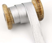 1 Meter Zierband - Dekoband - Kunstleder - 20mm - Uni - Silber
