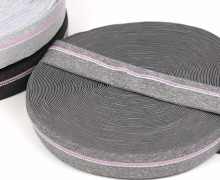 1m Gummiband - elastisch - Meliert - 40mm - Grau/Rosa