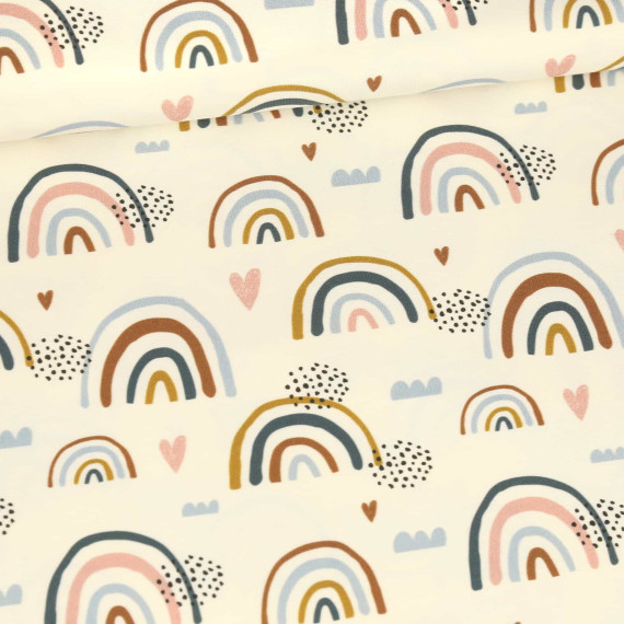 Regenbogen Jersey Kombistoffe Jersey Ecru Bio Qualität Regenbogen