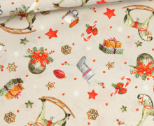 Baumwolle - Webware - Weihnachten - WeihnachtsMix - Beigegrau