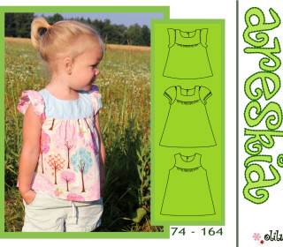ARESKIA Bluse/Kleid 74-164 süßes Kleidchen mit Puffärmeln oder langarm - olilu