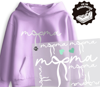 Onkel Bo's Bügelbilder - DIN A4 - Mama Schriftzug - Schleife - Weiß