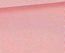 Seersucker - Streifen - Weiß/Dunkelrot