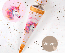 DIY-Nähset Schultüte - Golden Unicorn - Velvet - zum selber Nähen