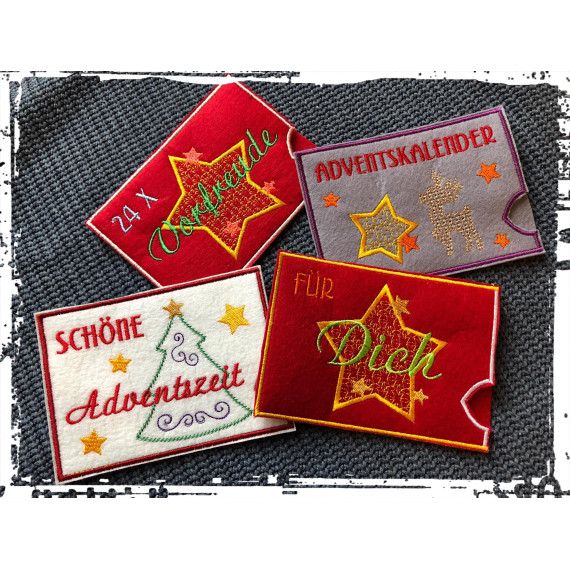 Stickdatei Set ITH Hüllen für den Adventskalender to Go (13x18)