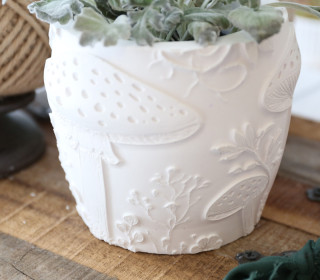 Silikon - Gießform - Pflanztopf - Dekoschale - mit Waldpilzen & Blättern - vielfältig nutzbar