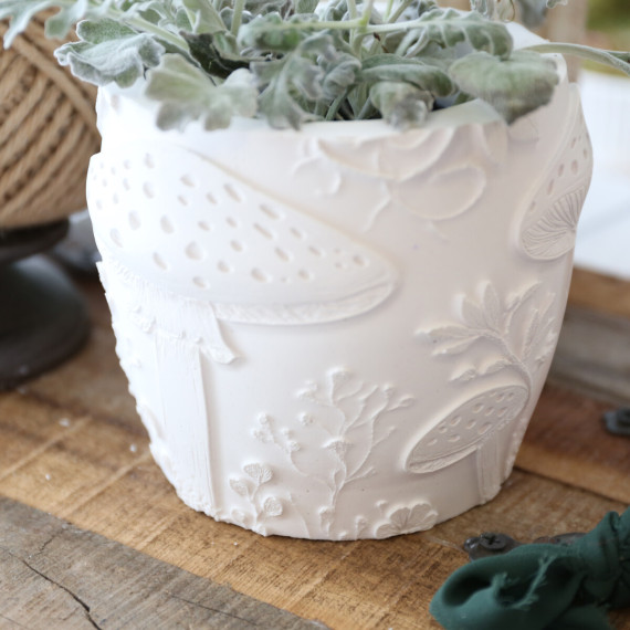 Silikon - Gießform - Pflanztopf - Dekoschale - mit Waldpilzen & Blättern - vielfältig nutzbar