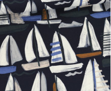 Canvas - Feste Baumwolle - Abstract Sailboats - Maritim - Stahlblau