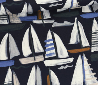 Canvas - Feste Baumwolle - Abstract Sailboats - Maritim - Stahlblau