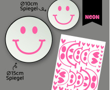 Neon Rub-On Sticker - Fröhliche Gesichter - mini - Pink - für Spiegel - Tante Henni Rubon - vielfältig nutzbar