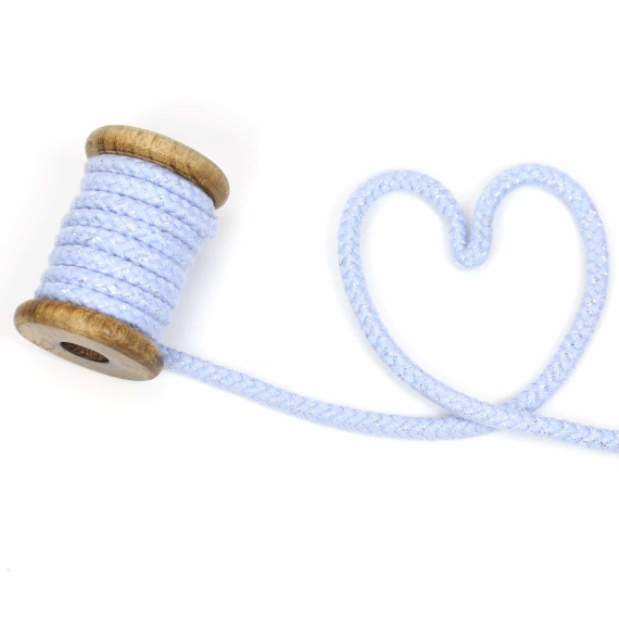 1m Kordel - Rope Bowl - Lurexfäden - Glitzer - 10mm - Pastellblau