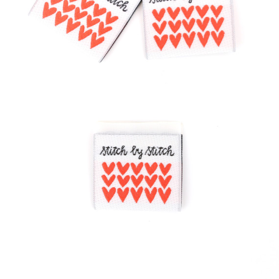 1 Label - stitch by stitch - Herzen - Weiß - Hamburger Liebe