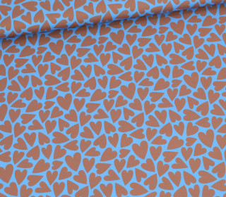 Outdoorstoff - Mini Collection - Herzen - Himmelblau/Braun - abby and amy