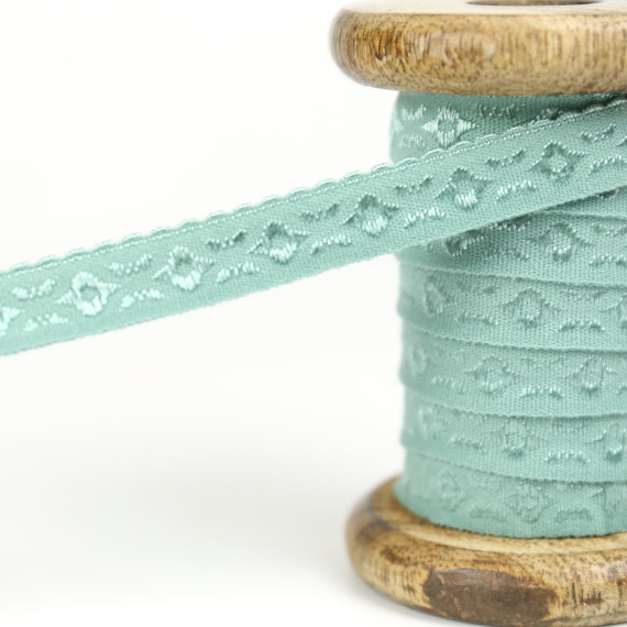 1m elastisches Schrägband  - Jacquard - 12mm - Altgrün