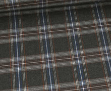 Viskose Mischgewebe - Tartan Check - Kariert - Klein - Weiß/Grau/Lehmbraun/Taubenblau