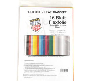 Flexfolien-Set - 16x DIN A4 - Bügelfolien-Mix - Textil Druck - Bunt