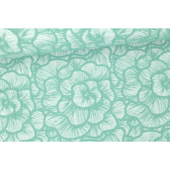 Jacquard Stoff - Gloriosa - Blumen - Amor de Tela - Mint